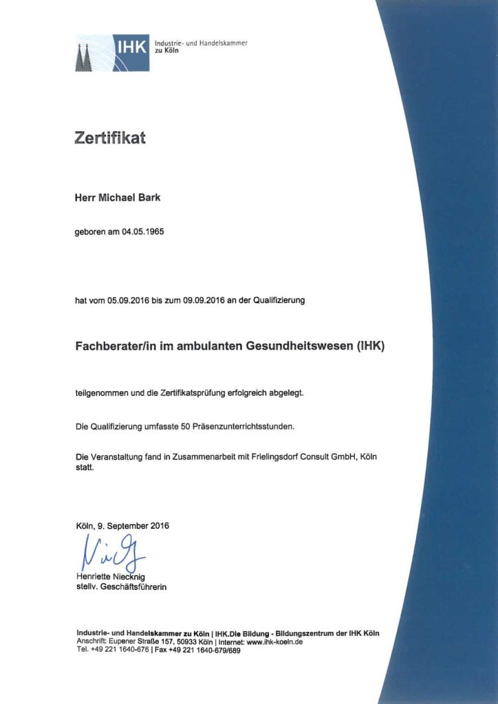 Fortbildungen 4 Zertifikat IHK4