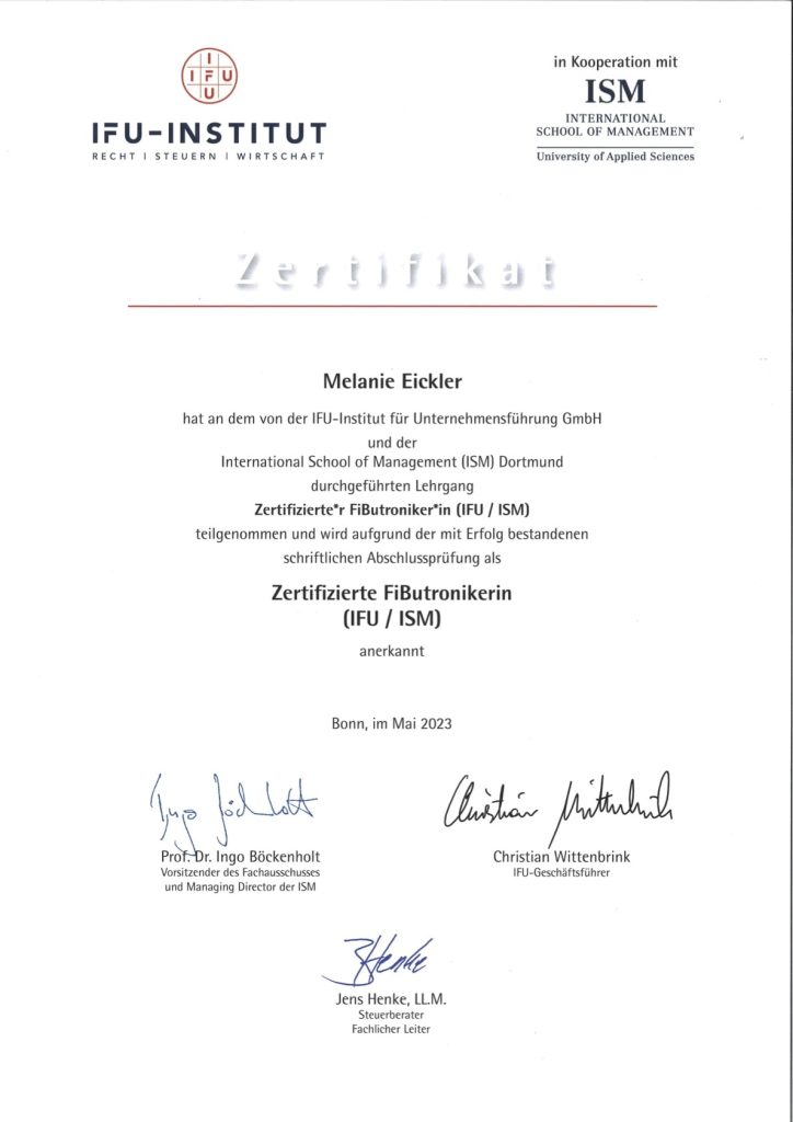 Fortbildungen 3 Zertifikate Fibutroniker