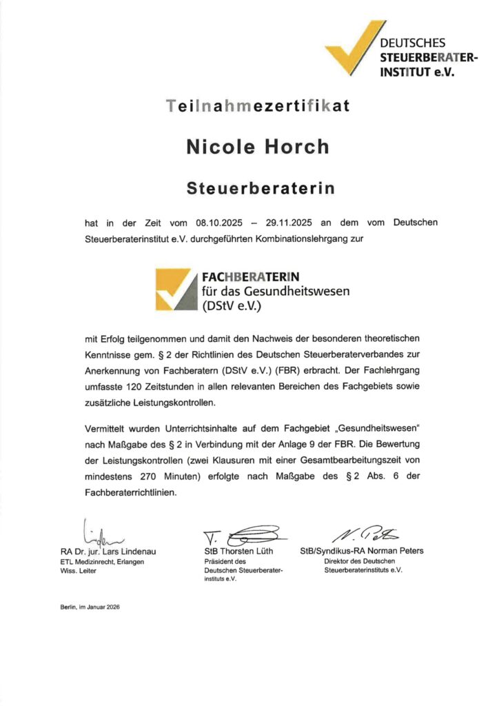 Bescheinigung Fachberater